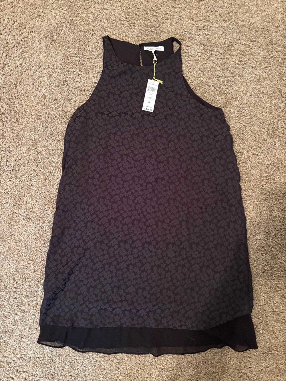 BCBGeneration Black Floral Jacquard Sleeveless dress. New w tags